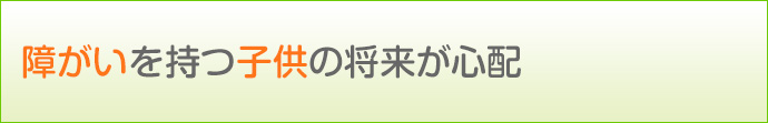 障がいを持つ子供の将来が心配